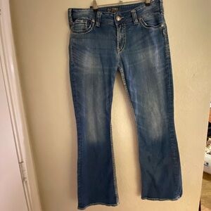 Silver Wide Leg Women's Blue Jeans